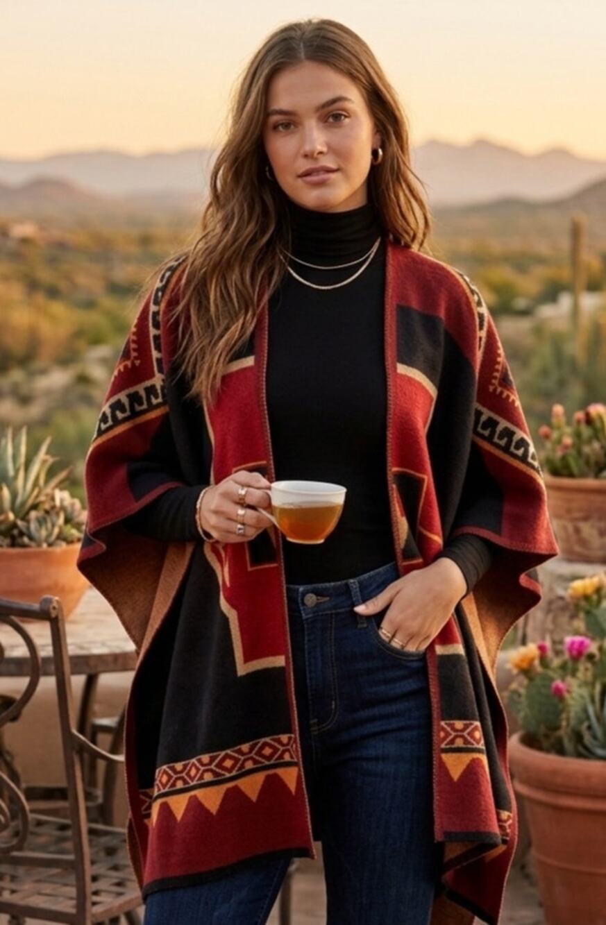 Gianni Bini wool blend Aztec cape/wrap